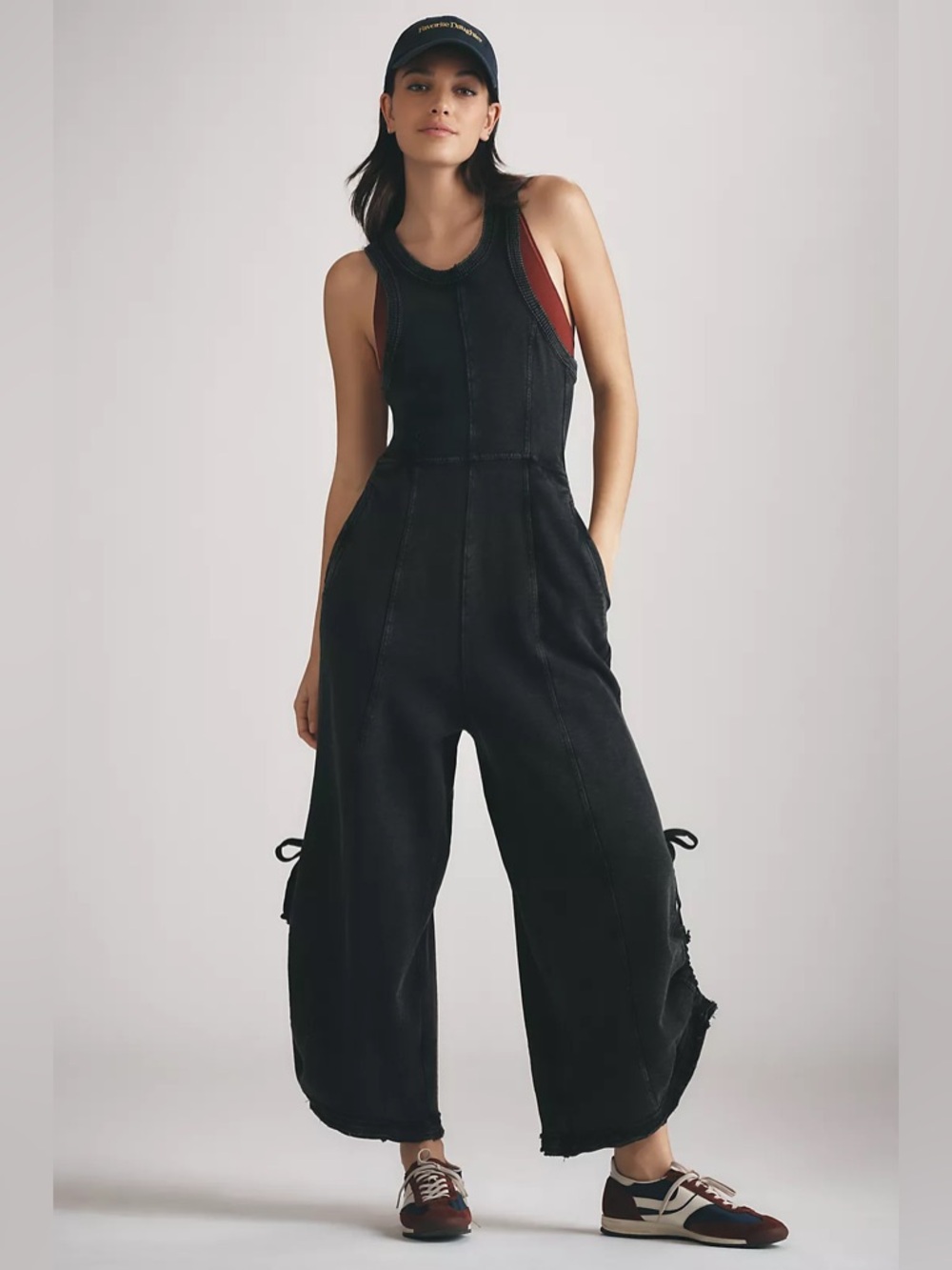 NWOT Anthropologie Daily Practice Horizon Wide-Leg Knit Jumpsuit black - Medium